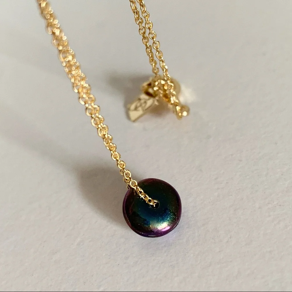 Oil slick disc necklace